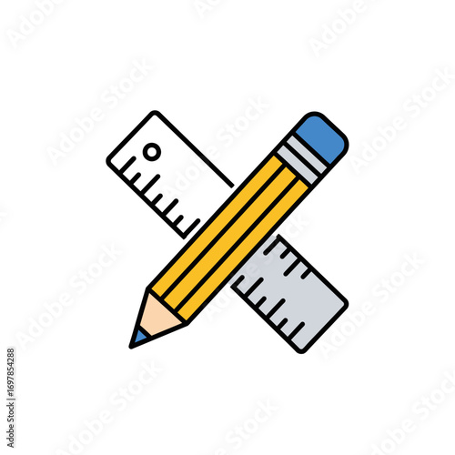 Precise Design Pencil and Ruler Icon for Precision and Accuracy