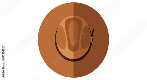Stylized brown cowboy hat vector illustration, a classic symbol of western culture and adventures in the wild west, with minimalist design and flat