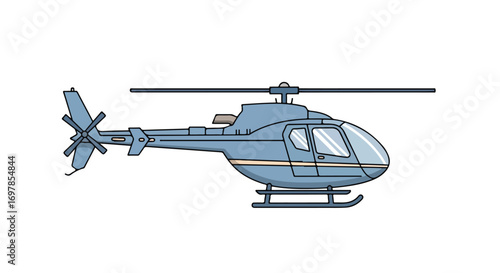 Cartoon helicopter illustration showcasing aviation design and simplified transportation methods suitable for educational purposes or children's