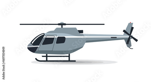 Isolated illustration of a gray helicopter on a white background offering a modern design aesthetic for various creative projects