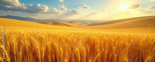 Golden Wheat Field Shimmering Under Summer Sun A Breathtaking Harvest Landscape