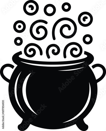 Bubbling cauldron icon for Halloween and magic themes