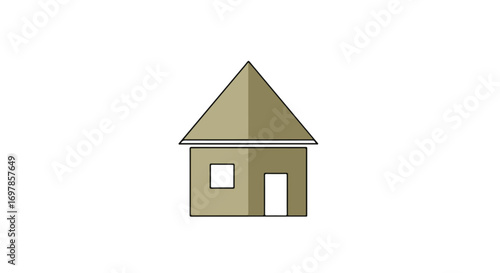 Isolated minimalist house illustration in muted earth tones on a clean white background providing versatile design element