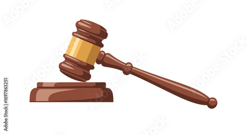 Stylized Wooden Gavel Illustration Representing Legal Authority and Judicial Decision Making Tools for Courtroom Environments and Legal Processes