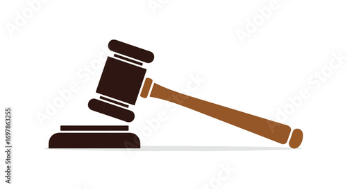 Symbolic wooden gavel representing legal judgement with justice and court concept for legal documents and regulations on a white background