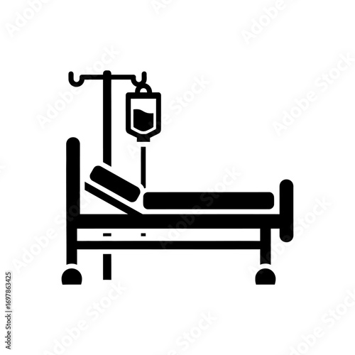 Vector art of hospital bed with iv drip