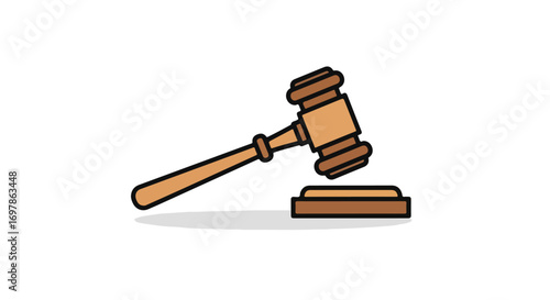 Gavel illustration for law concepts and court design elements, gavel hammer icon illustration in flat design style isolated on white background