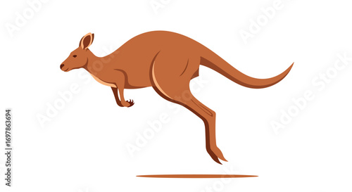 Dynamic kangaroo illustration exhibiting movement, showcasing a minimalist style and an earthy color palette with smooth vector lines