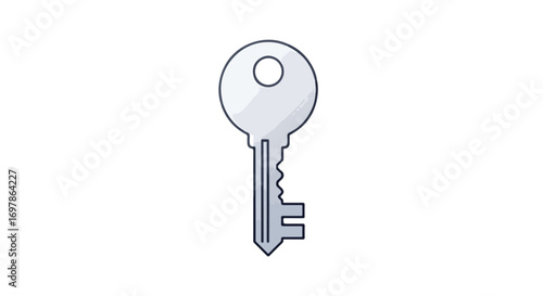 Whimsical key illustration on a pristine white background, a symbol of access and opportunity, unlocking potential with simple design