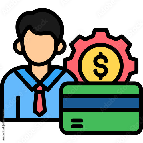 Credit Management lineal color icon