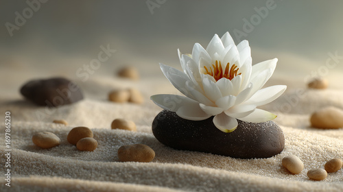 zen stones and flower