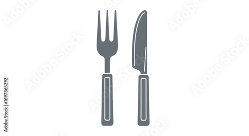 Symmetrical elegance: a modern culinary utensil rendering with simple shapes and clean lines enhancing minimalist appeal showcasing a fork and knife