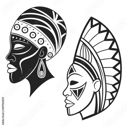 Two african women in traditional headdresses, showcasing the beauty and cultural richness of african heritage the intricate details of the headdresses