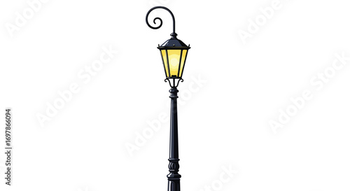 Illuminating vintage style illustration of a street lamp with a classic design evoking nostalgia and charm showcasing a whimsical light post against