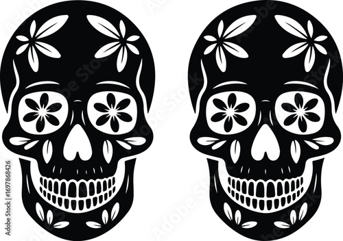 Day of the Dead skulls with floral eye details