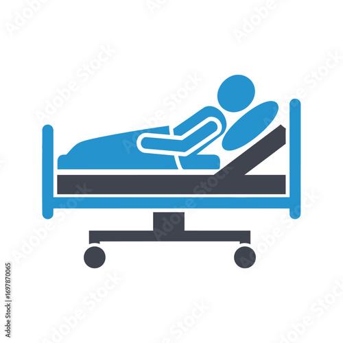 Vector art of patient lying in hospital bed