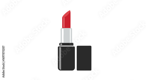 Stylized representation of a vibrant red lipstick with minimalistic aesthetics isolated on white backdrop providing creative inspiration