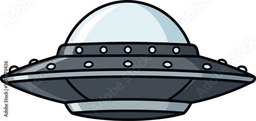 Retro sci fi flying saucer ufo alien spaceship cartoon illustration vector