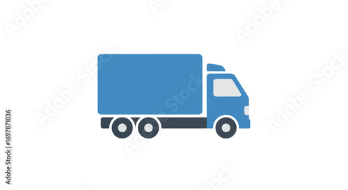 A simple blue delivery truck icon representing shipping services and logistical transport for commercial distribution and supply chain operations