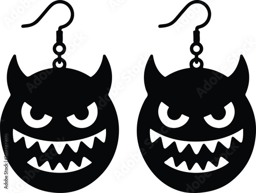 Spooky devil face earrings for Halloween fun