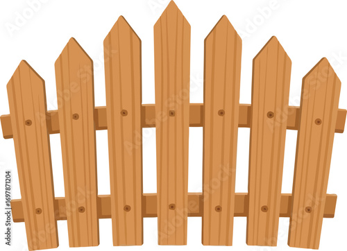 Rustic wooden picket fence segment organic garden boundary backyard charm country style nature element vector