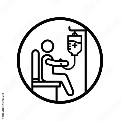 Vector art of icon of a person receiving an intravenous infusion
