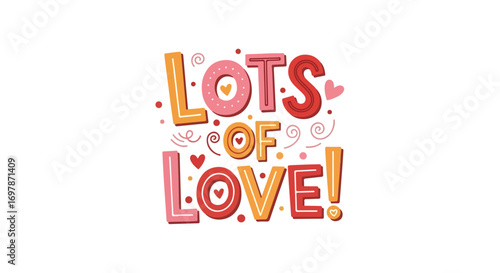 Charming declaration of affection, showcasing a playful typography design with hearts and swirls conveying warmth and endearment