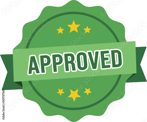 Green approved stamp emblem certified stamp stamp of approval badge seal document confirmation seal vector