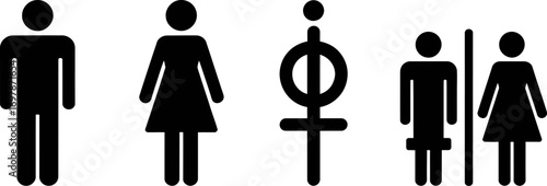 Diverse gender restroom symbols representing inclusivity and modern facilities