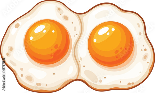 Two sunny side up eggs delicious breakfast food healthy morning meal close up isolated vector