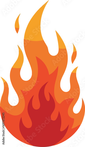 Vibrant flame icon abstract energy heat power dynamic motion bright orange red yellow vivid vector