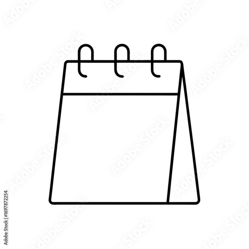 Simple desk calendar outline vector image on transparent background