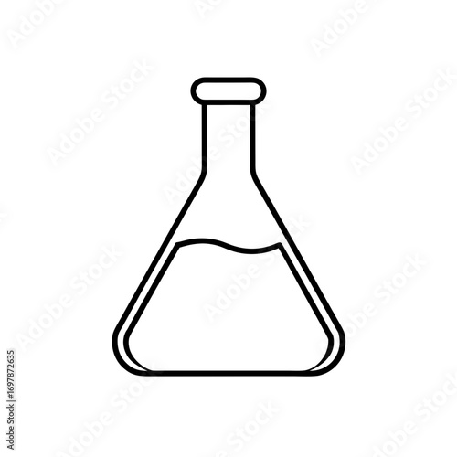 Outline drawing of a filled flask shape on transparent background