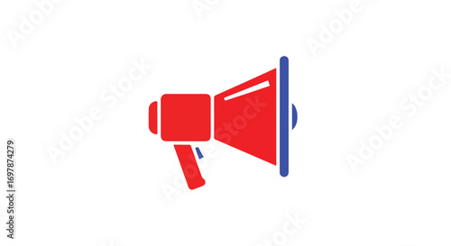 Vibrant megaphone symbol against white offers clear and direct communication graphic representation isolated icon design for promotion, marketing or