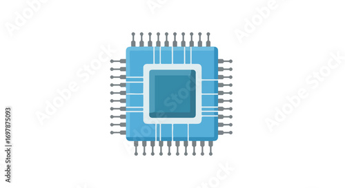 Schematic Illustration of a Microchip for Technological Applications and Innovation in Electronics industry