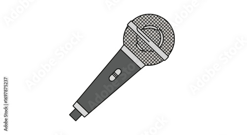 Illustration of a professional microphone with a switch on a white background, perfect for vocal recordings and public address systems