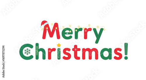 Festive Merry Christmas wishes with decorative typography and holiday-themed elements cheerfully displayed across a white background
