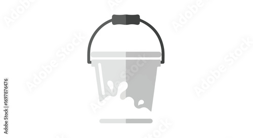 Stylized illustration of a bucket overflowing with liquid creating a vector element, suitable for diverse digital design applications