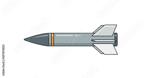 Stylized Rocket Illustration in Gray Tones, Ideal for Graphic Designs or Educational Material or Technological Concepts