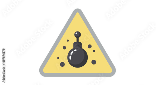 Conceptual illustration of a triangular warning sign depicting an old-fashioned cartoon bomb emblem inside a hazard design for potential danger