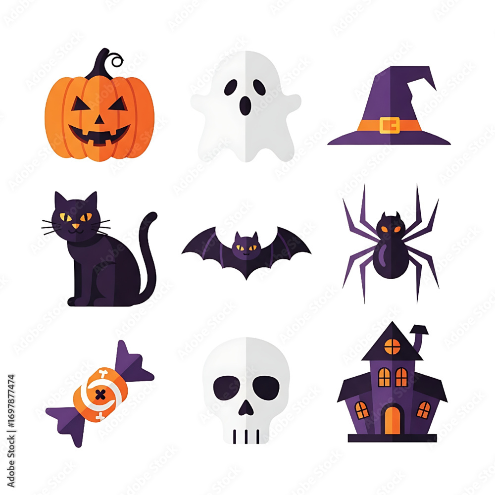 Obraz premium halloween icons set