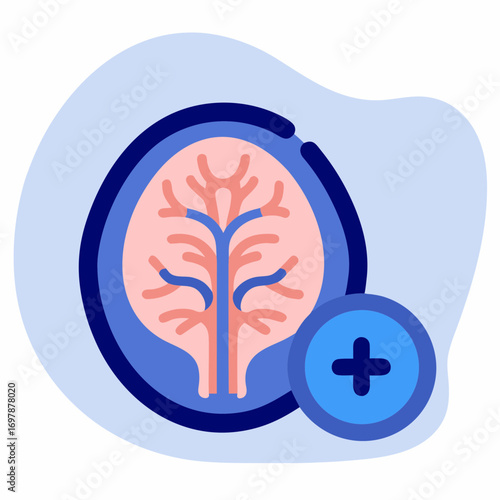 Placenta icon illustration with blue background and abstract design  
