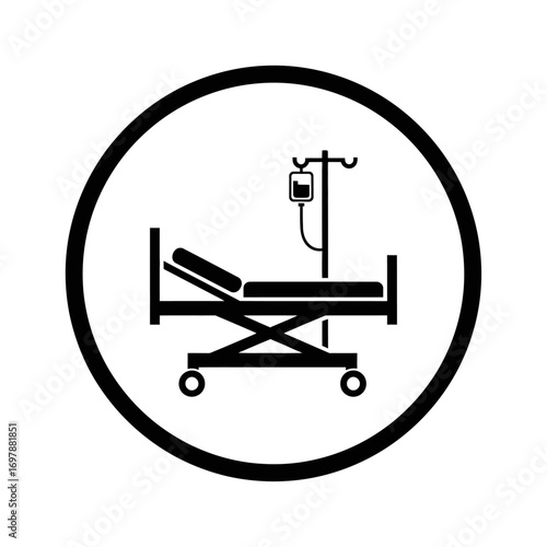 Vector art of hospital bed with iv drip