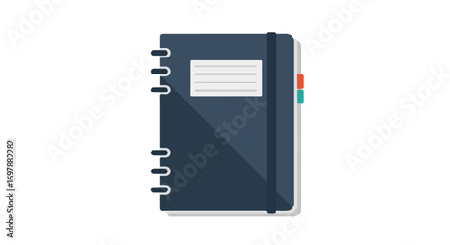 Stylish vector illustration featuring a closed notebook with a spiral binding and colorful tabs, perfect for planning and organization needs