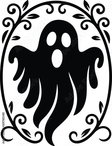Spooky ghost with ornate frame