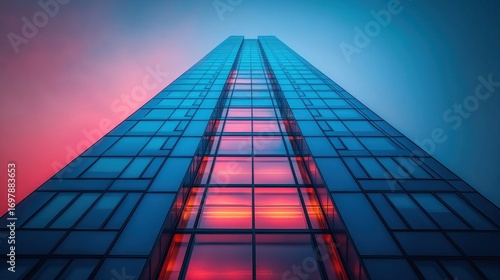 Wallpaper Mural Modern skyscraper, vibrant sunset reflection Torontodigital.ca