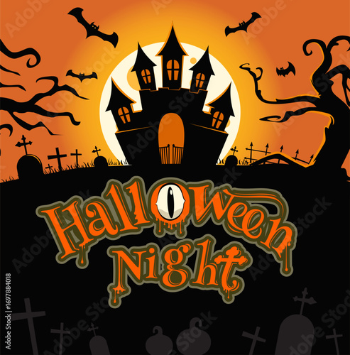 Halloween Night Artwork background template Vector illustration