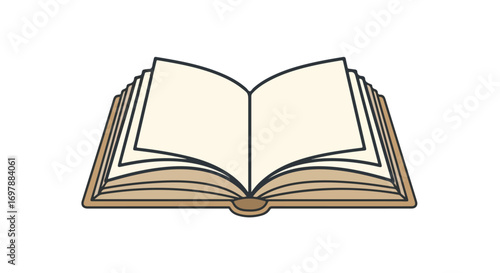 Open book illustration with blank pages ready for information and design elements vector graphic representing knowledge concept