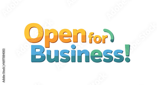 Colorful stylized message announcing grand opening of a business with an inviting optimistic typography and smooth shadows creating a dynamic effect