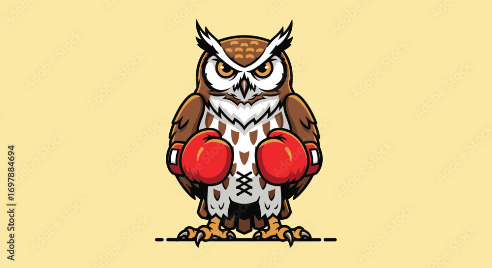 Obraz premium Boxing Owl with Red Gloves